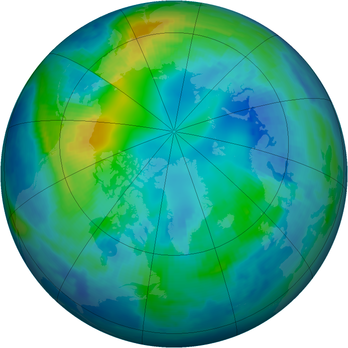 Arctic ozone map for 27 October 1996